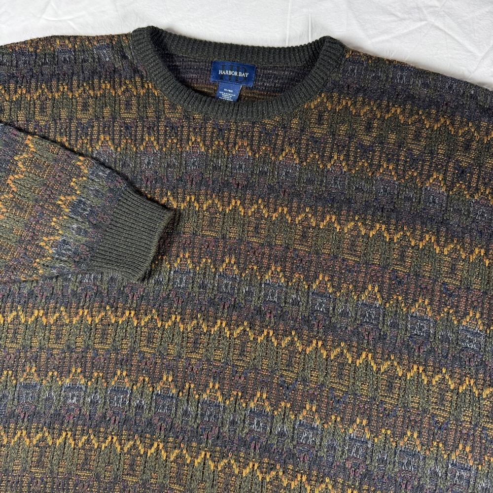 Vintage Harbor Bay Knit Sweater Earth Tone Pullover Men's Size XL